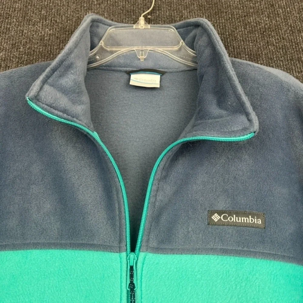 Columbia Unisex Fleece Jacket Mock Full Zip XXL Blue Aqua Outdoors Hiking